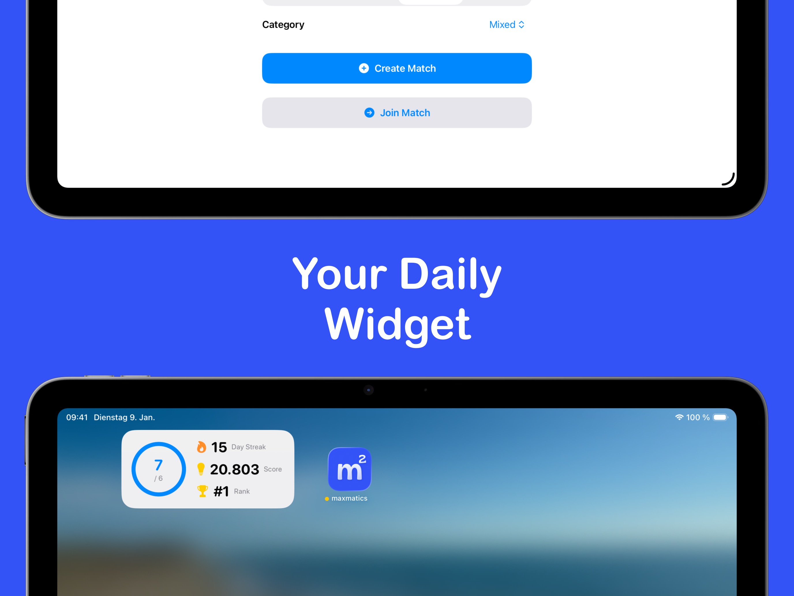maxmatics auf dem iPad – Widget
